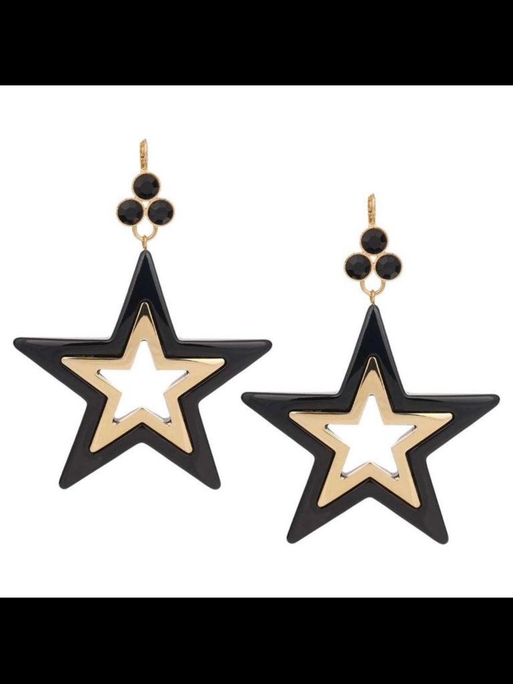 Dolce & Gabbana Stelle Black and Gold Star Drop Runway Earrings - Picture 2 of 3